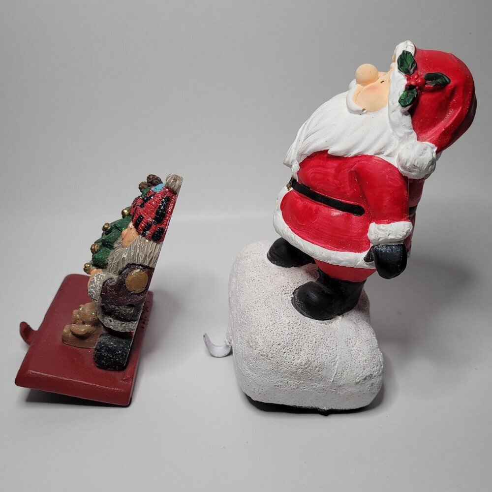 Santa Christmas Stocking Holders 2 Festive Figurines - Picture 10 of 11
